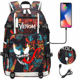 Venom Backpack Spiderman SchoolBag with USB Charging Port